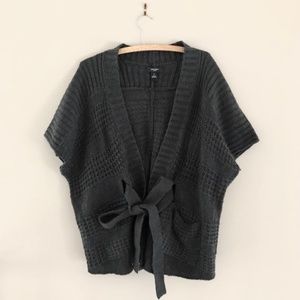 Nine West Grey Chunky Knit Belted Cardigan Shawl